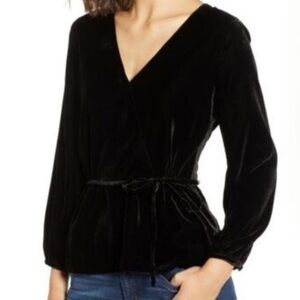 J.Crew Faux Wrap Velvet Peplum Blouse – Size 0 – Excellent Condition